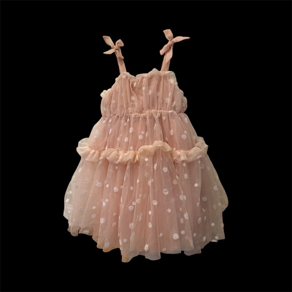 Pink Floral Tulle Dress